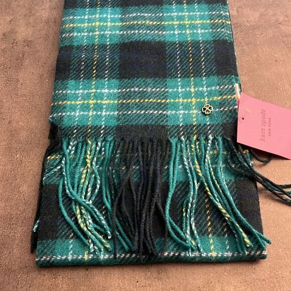 NWT Kate Spade greenhouse plaid woven wool scarf - Picture 3 of 6